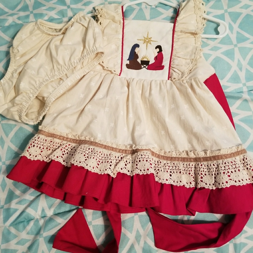 Ricrac & ruffles Nativity dress & bloomers